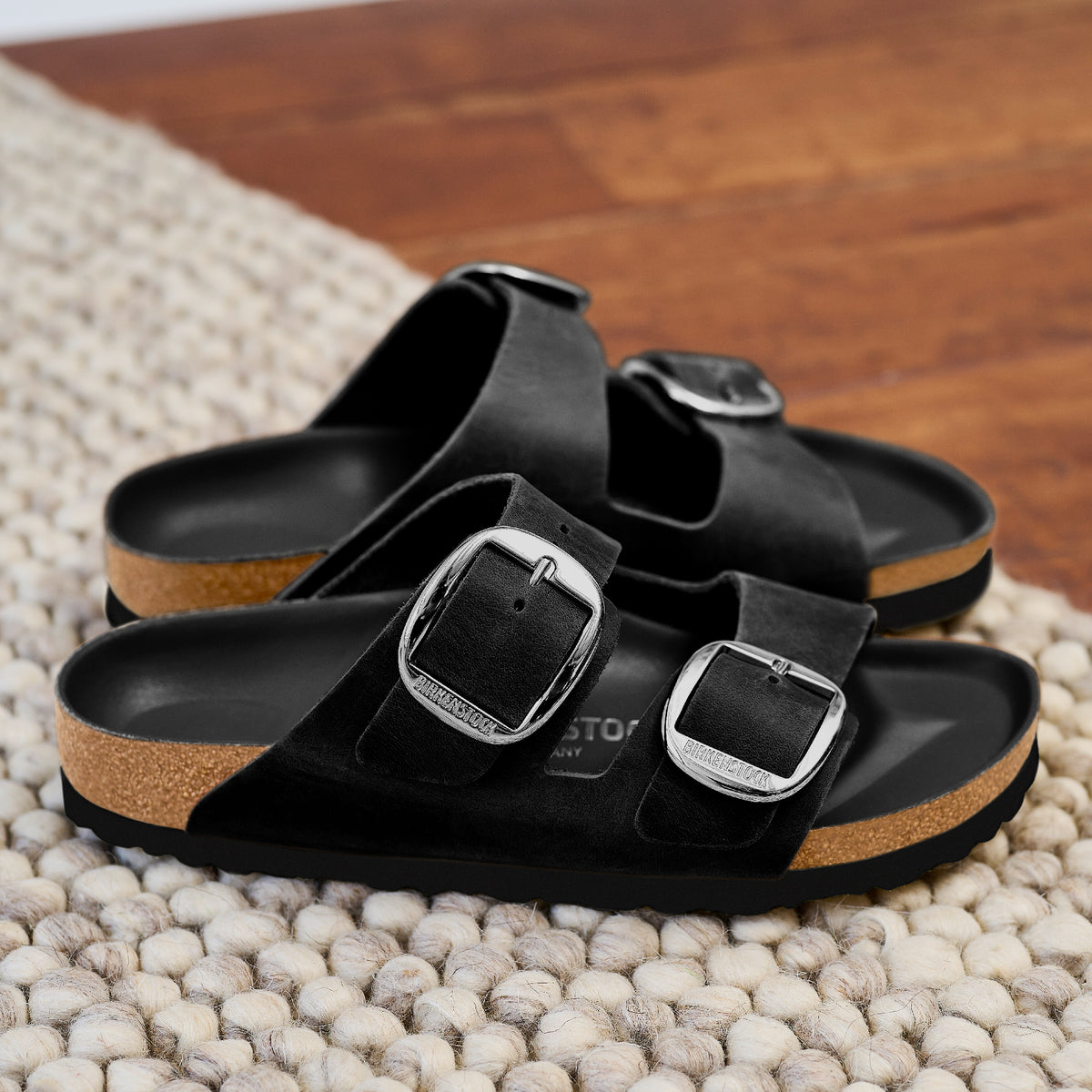 Birkenstock Arizona Big Buckle Sandal in Black Oiled Leather