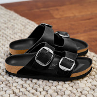 Birkenstock Arizona Big Buckle Sandal in Black Oiled Leather