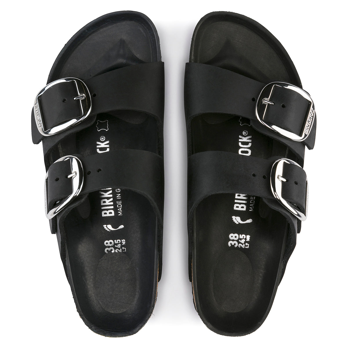 Birkenstock Arizona Big Buckle Sandal in Black Oiled Leather