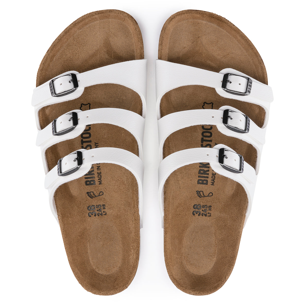 Women's Birkenstock Florida Three-Strap Sandal in White Birko-Flor®