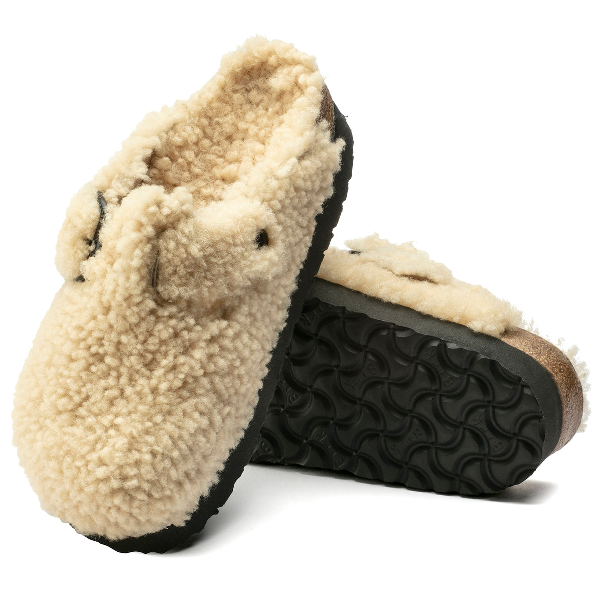 BOSTON TEDDY SHEARLING CLOG - EGGSHELL