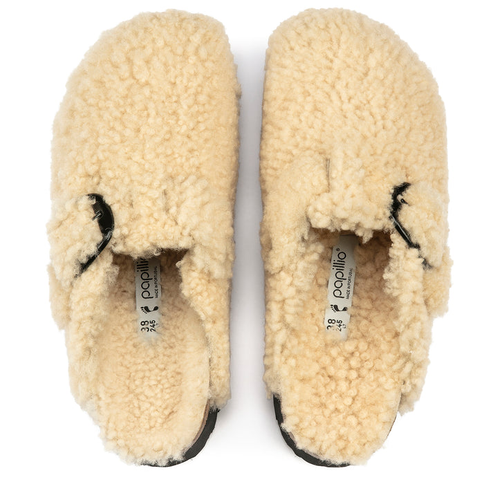 BOSTON TEDDY SHEARLING CLOG - EGGSHELL