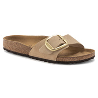 Birkenstock Madrid Big Buckle Slide in Sandcastle Nubuck Leather