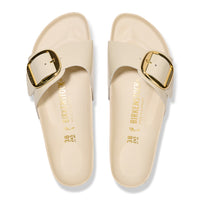 Birkenstock Madrid Big Buckle in Ecru High-Shine Leather and Golden Hardware