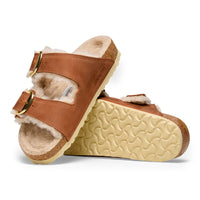 Birkenstock Arizona Big Buckle Shearling Sandal in Cognac Leather