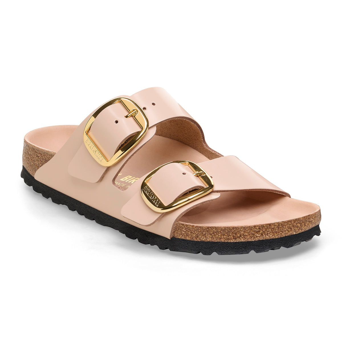 Birkenstock Big Buckle Sandal in New Beige High-Shine Patent Leather