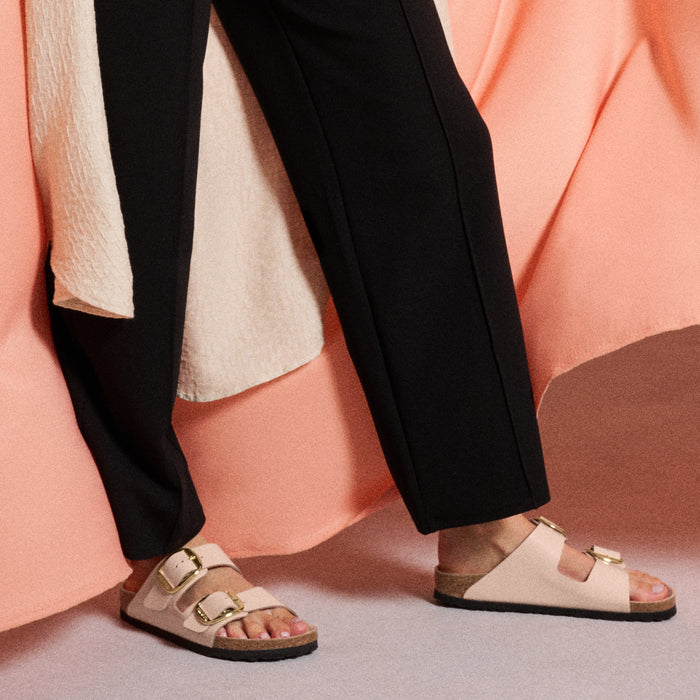 Birkenstock Big Buckle Sandal in New Beige High-Shine Patent Leather
