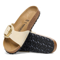 Birkenstock Madrid Big Buckle Slide in Ecru Nubuck Leather
