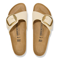 Birkenstock Madrid Big Buckle Slide in Ecru Nubuck Leather
