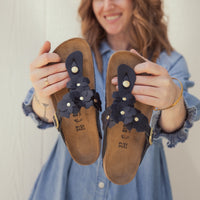 GIZEH FLOWERS - BLACK - LEATHER