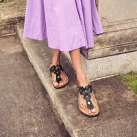 GIZEH FLOWERS - BLACK - LEATHER