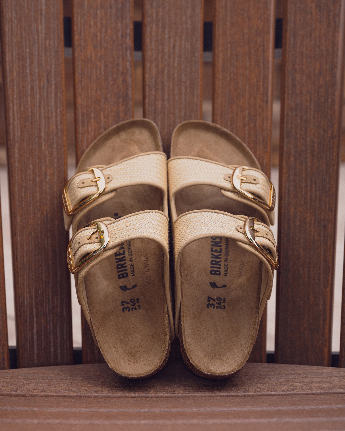 Birkenstock Arizona Big Buckle Sandal in Raffia Naturale Textile