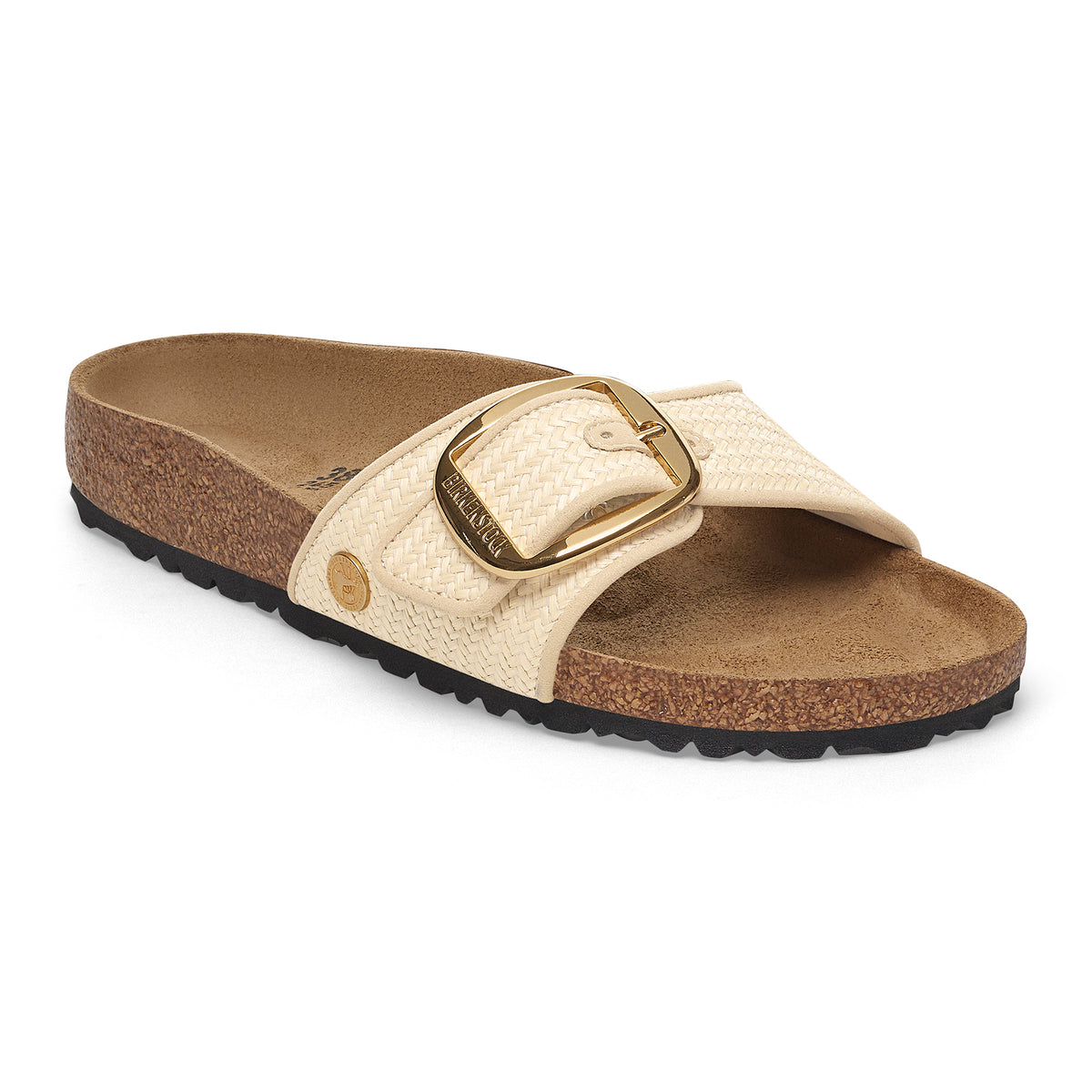 Birkenstock Madrid Big Buckle Sandal in Raffia Naturale Textile