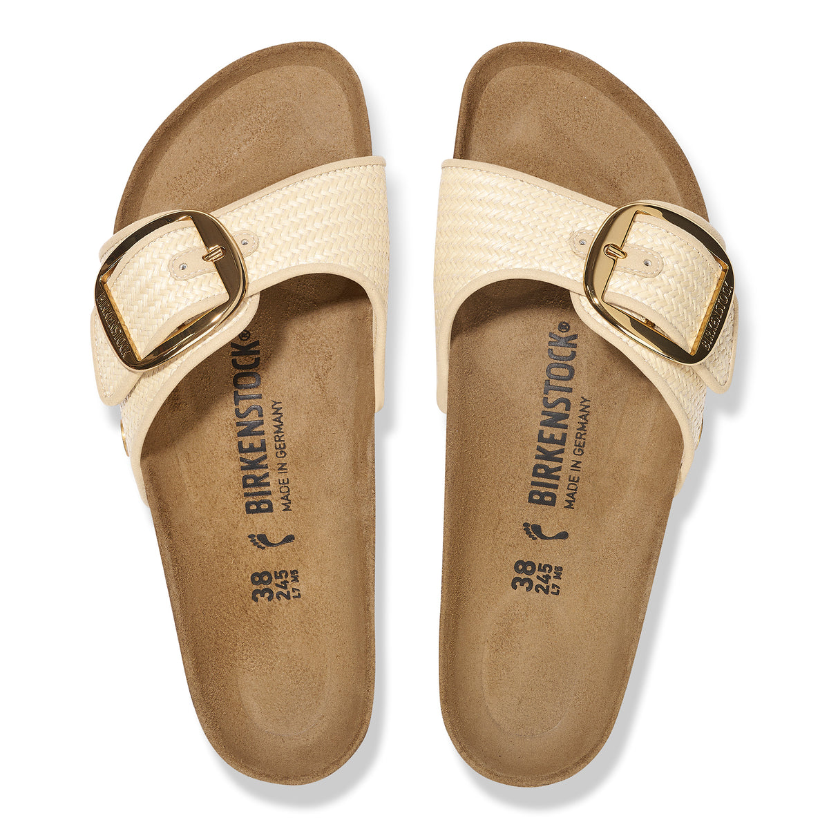Birkenstock Madrid Big Buckle Sandal in Raffia Naturale Textile