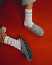 Birkenstock Boston Braided Clog in Basalt Gray Suede Leather