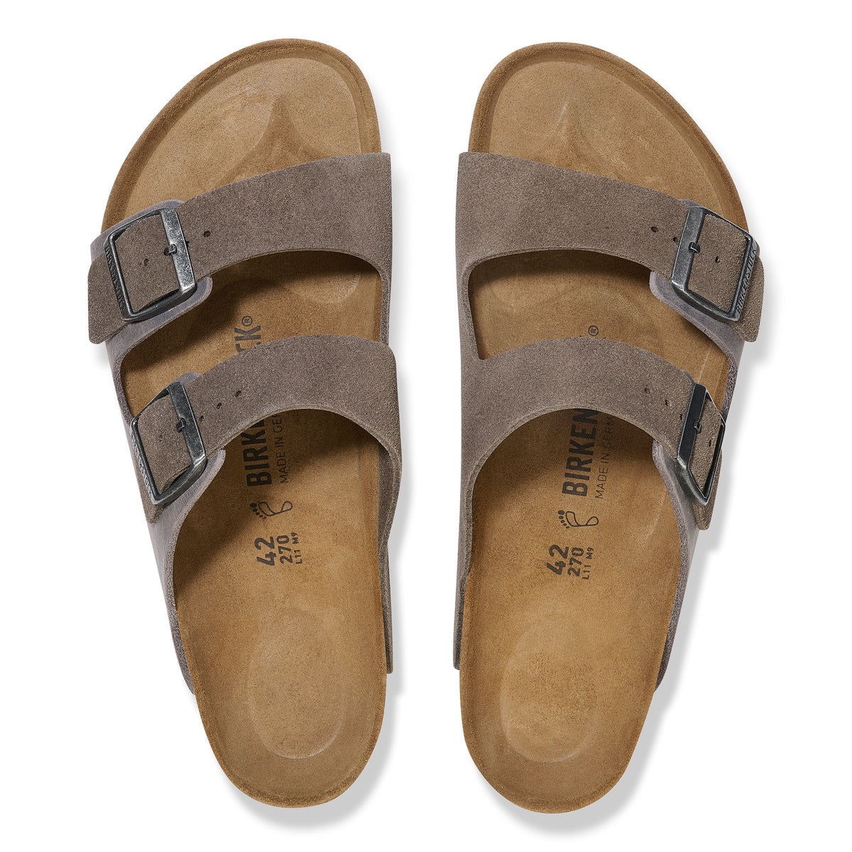 Men's Birkenstock Arizona Sandals in Concrete Gray Mixed Leather