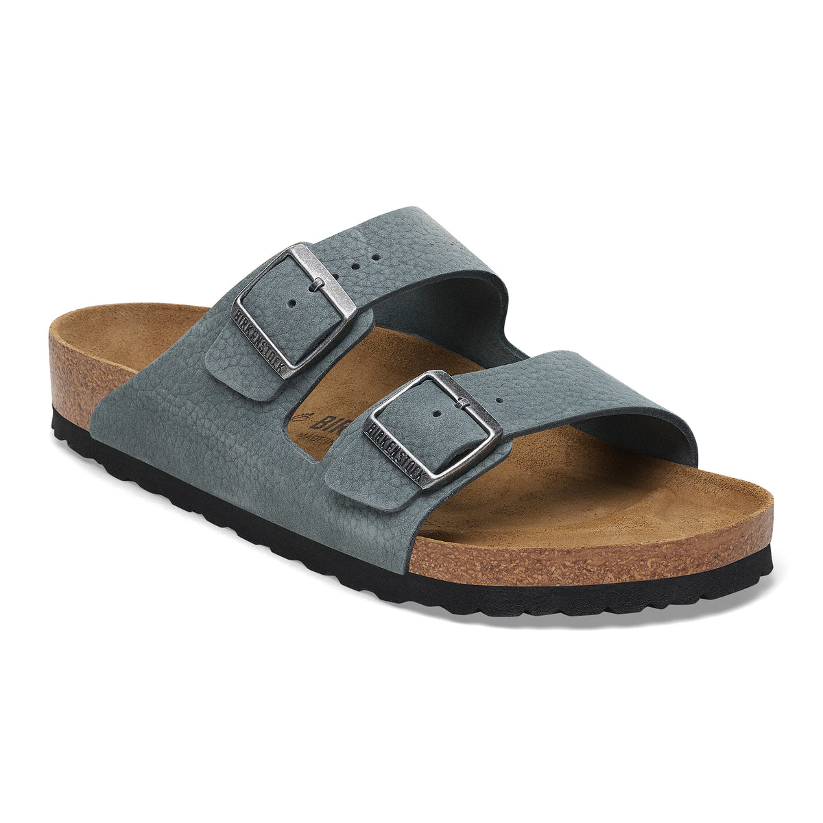 Birkenstock Arizona Grained Nubuck Sandal in Desert Buck Basalt Grey
