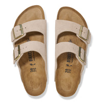 Birkenstock Arizona Sandal in Sandcastle Suede with golden hardware