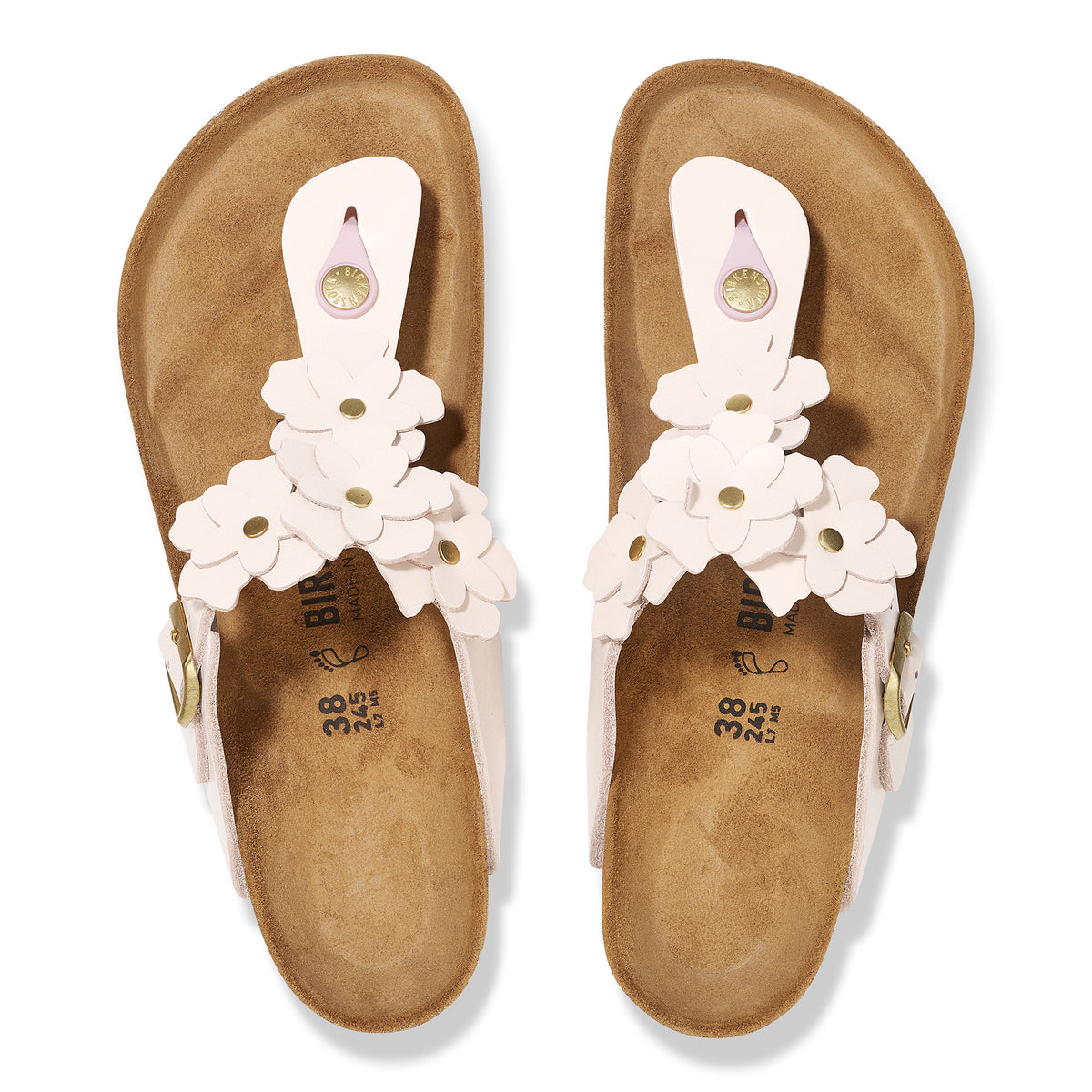 Birkenstock Gizeh Flower Sandal in Leather - Light Rose
