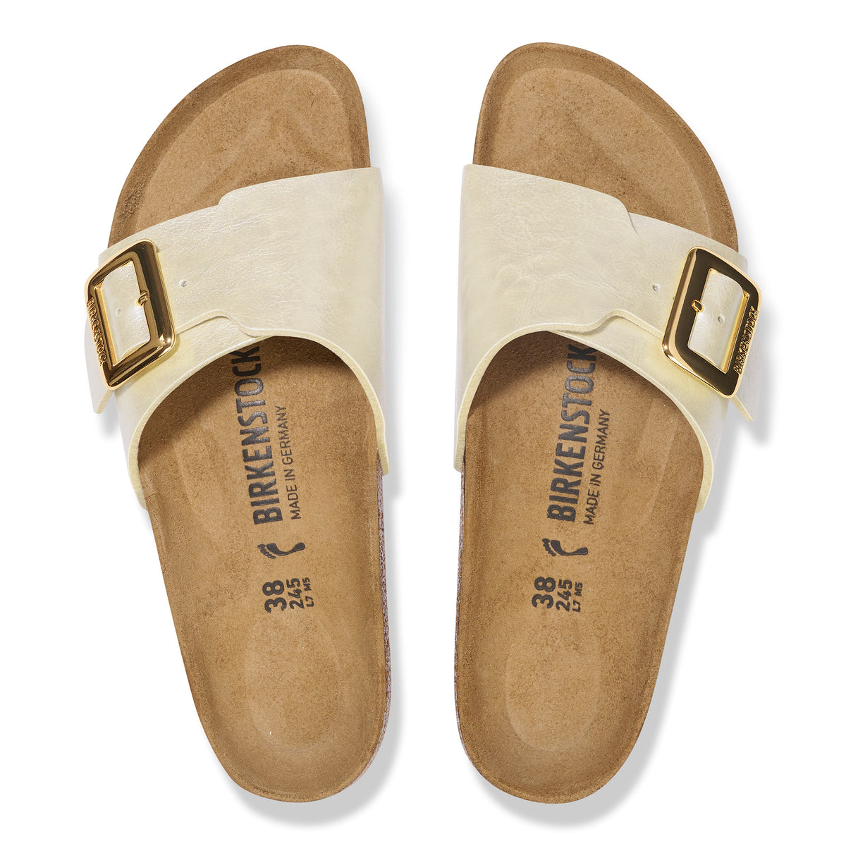Birkenstock Catalina Luxe Buckle Sandal in Pearl White Birko-Flor