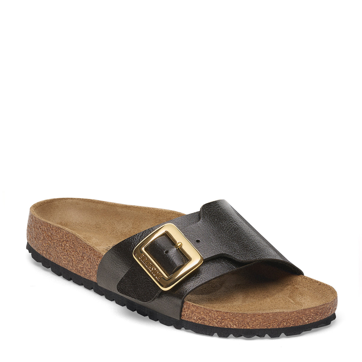 Birkenstock Catalina Luxe Buckle Sandal in Licorice Birko-Flor