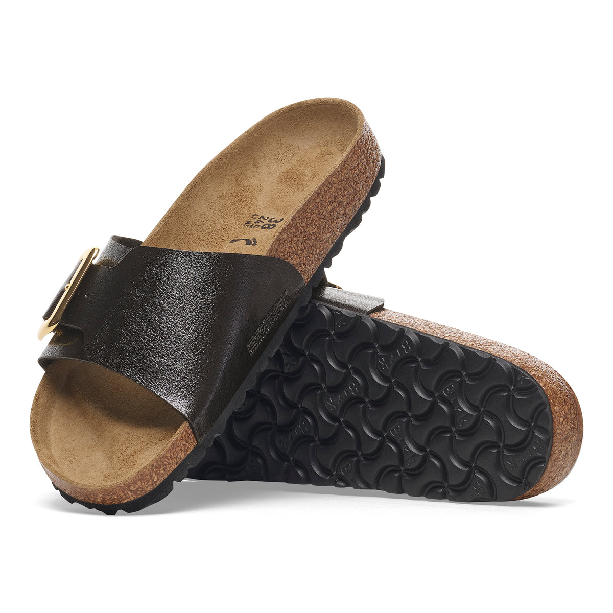 Birkenstock Catalina Luxe Buckle Sandal in Licorice Birko-Flor