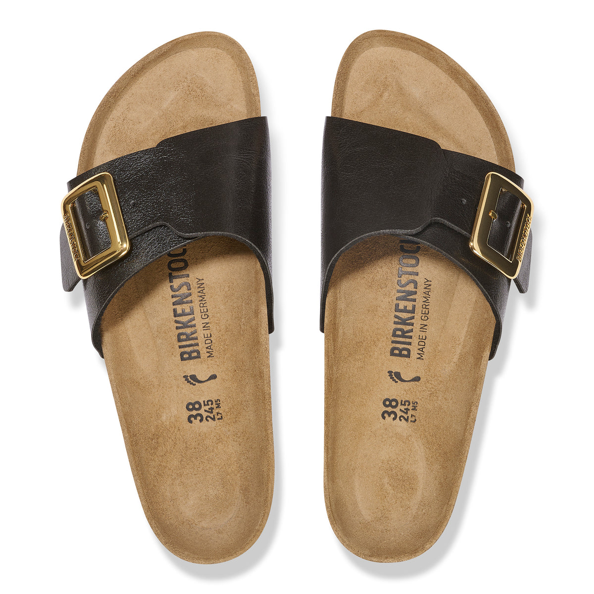 Birkenstock Catalina Luxe Buckle Sandal in Licorice Birko-Flor