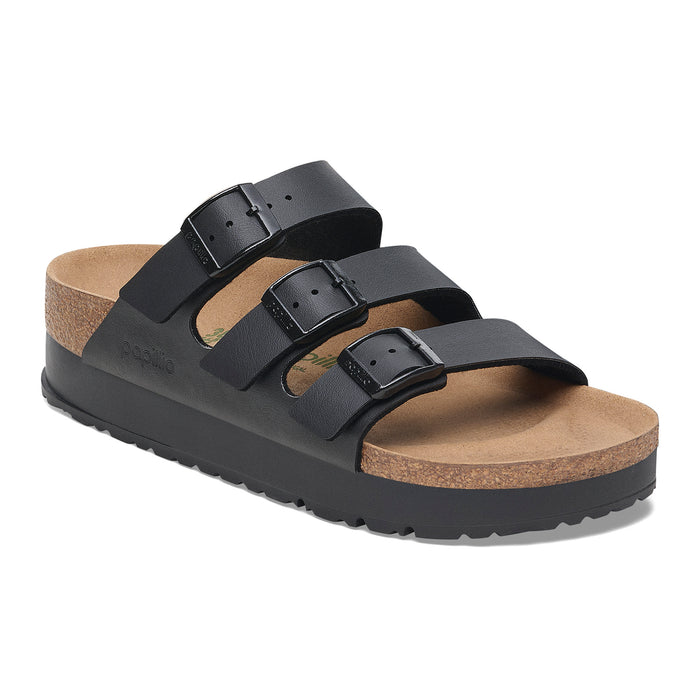 Women's Birkenstock Florida Flex Platform Vegan Sandal in Black Birko-Flor