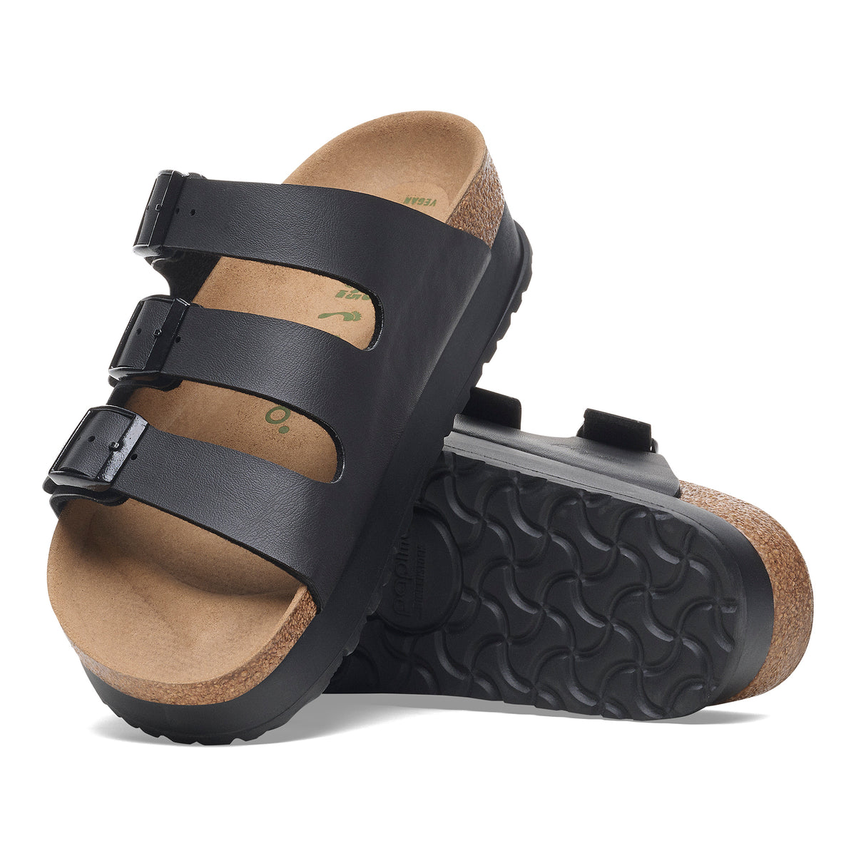 Women's Birkenstock Florida Flex Platform Vegan Sandal in Black Birko-Flor