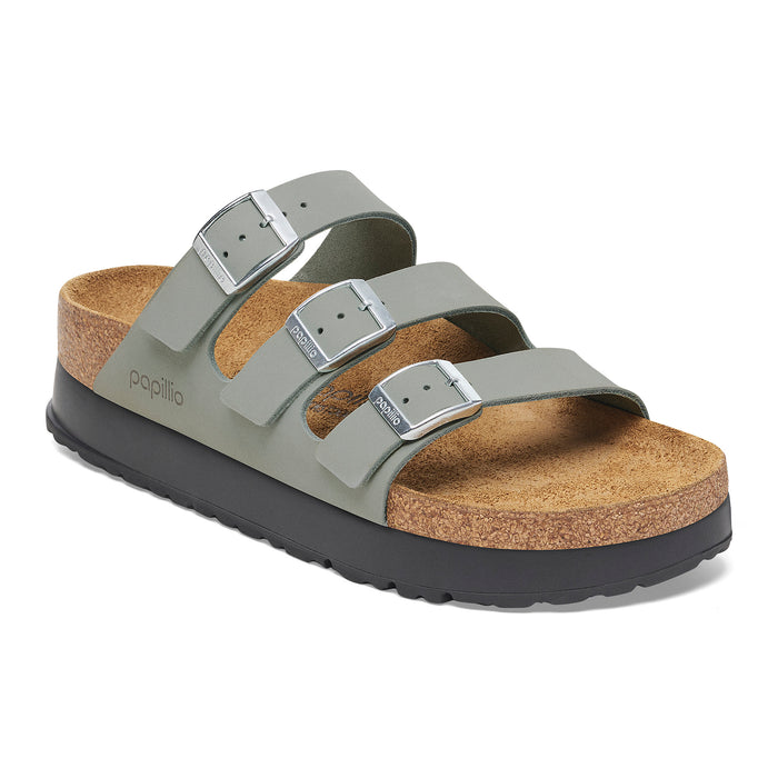 Women's Birkenstock Florida Flex Platform Sandal in Pure Sage Nubuck Leather