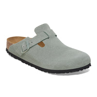 Women's Birkenstock Boston Soft Clog in Pure Sage Suede Leather