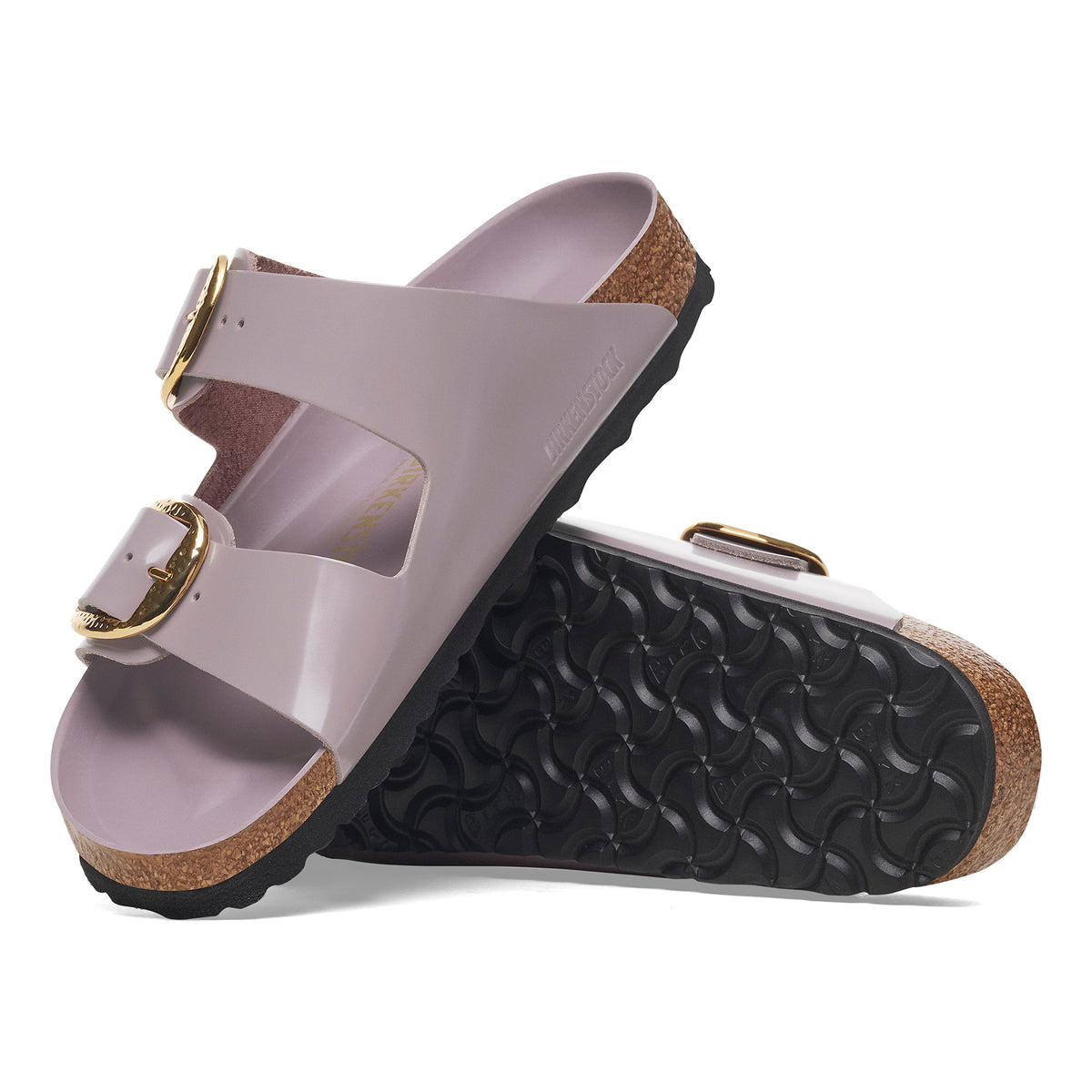 Birkenstock Arizona Hammered Big Buckle in Natural Leather Patent - High Shine Faded Purple 1029784 1029762