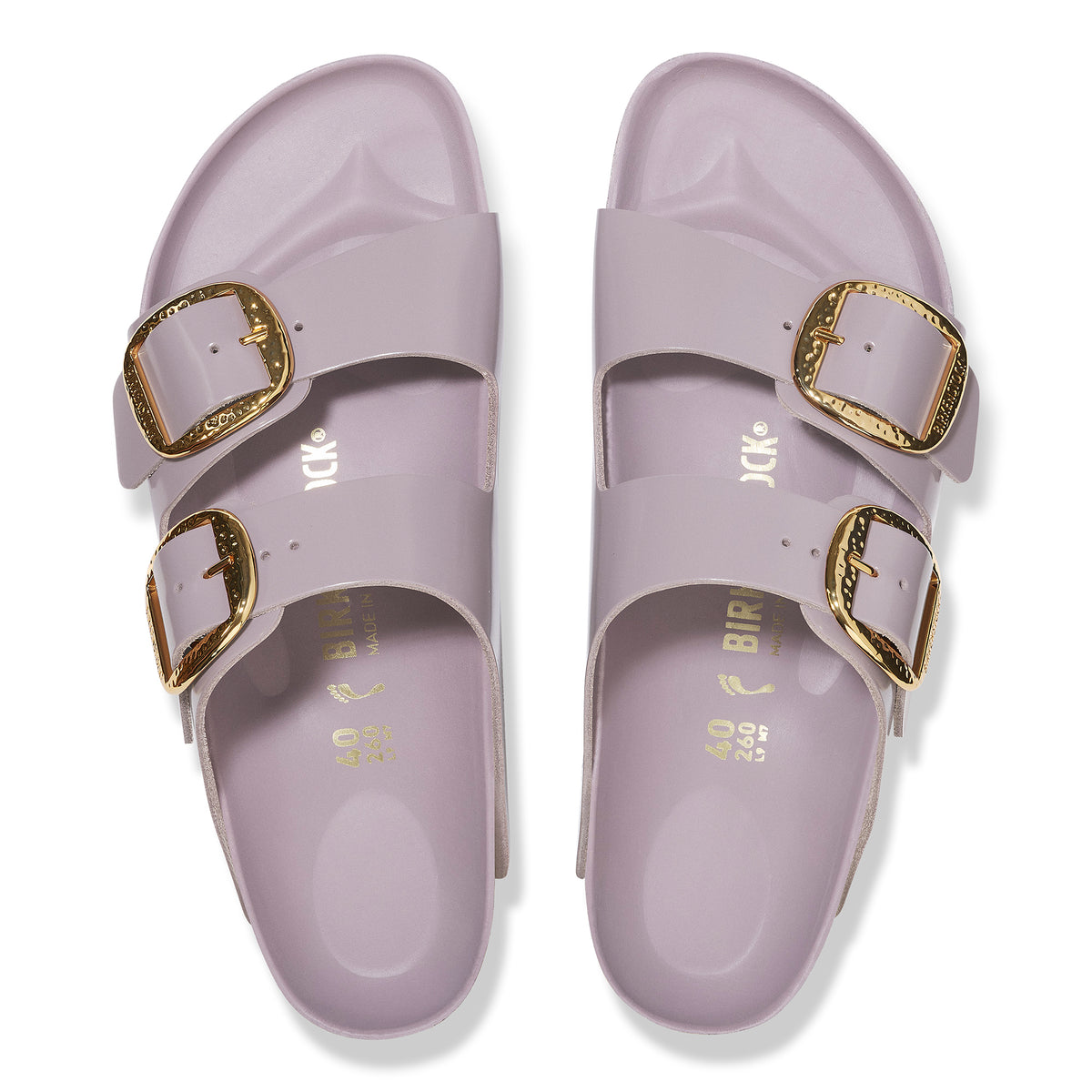 Birkenstock Arizona Hammered Big Buckle in Natural Leather Patent - High Shine Faded Purple 1029784 1029762