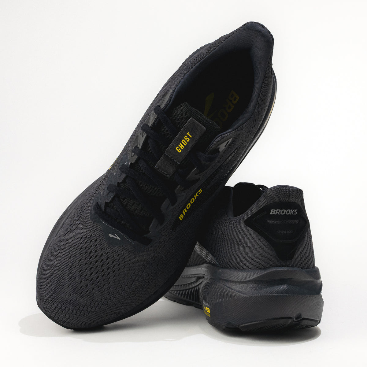 Men’s Brooks Ghost 17 Road Running Shoe in Ebony/Black/Yellow