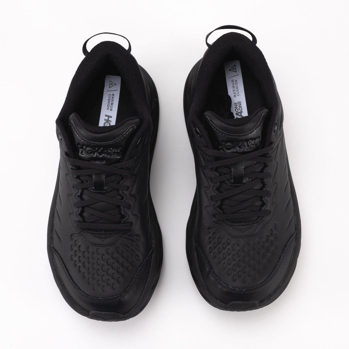 Men's HOKA Bondi SR Sneaker in Black Water-Resistant Leather