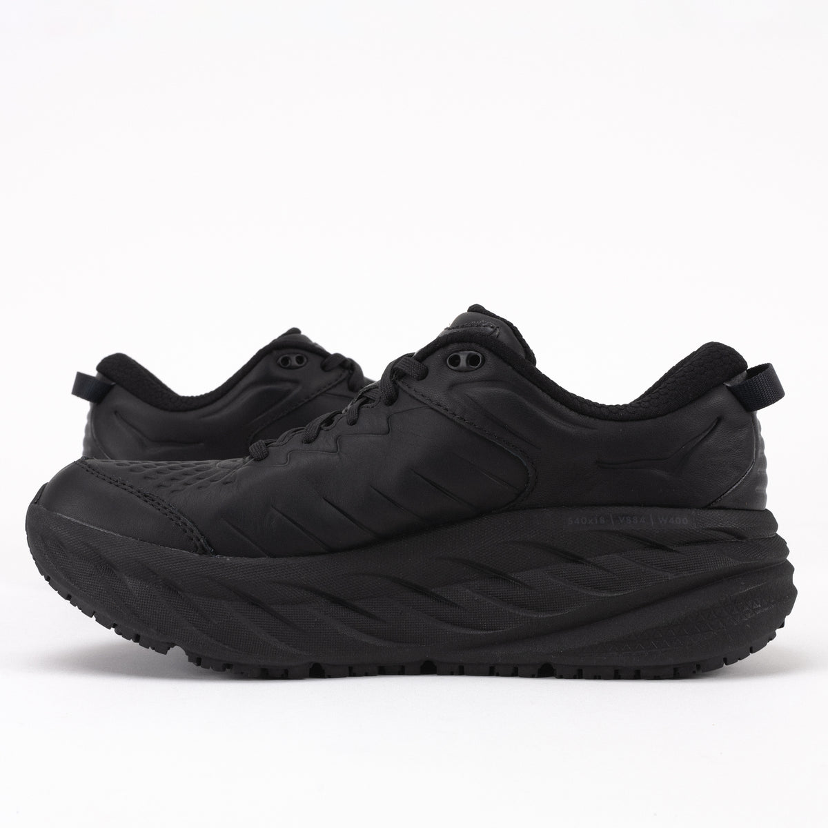 Men's HOKA Bondi SR Sneaker in Black Water-Resistant Leather