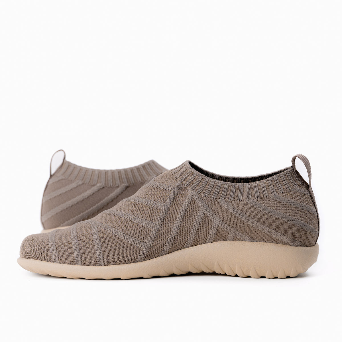 Women's Naot Okahu Slip-On Sneaker in Taupe Knit with Koru Vegan Footbed