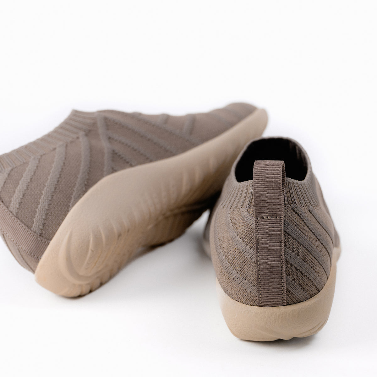 Women's Naot Okahu Slip-On Sneaker in Taupe Knit with Koru Vegan Footbed