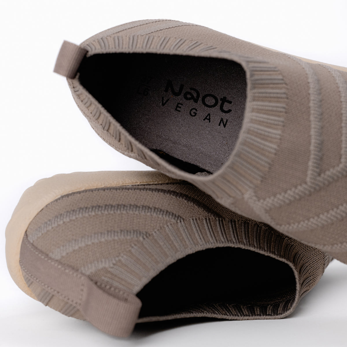 Women's Naot Okahu Slip-On Sneaker in Taupe Knit with Koru Vegan Footbed