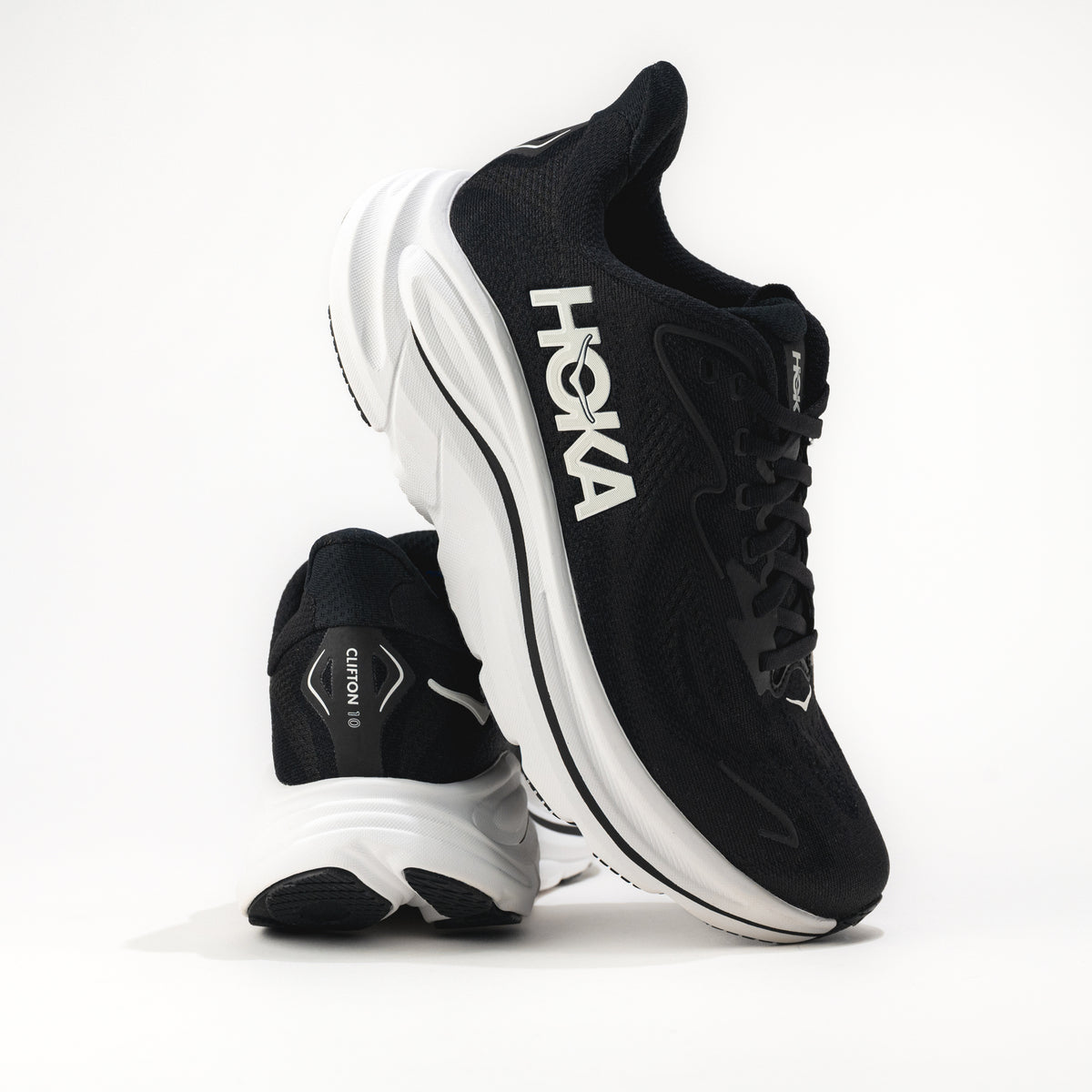Women's HOKA Clifton 10 Lightweight Running Shoe in Black/White