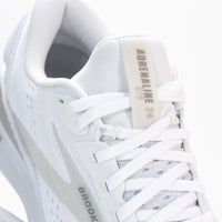 Close-up of laces on the women's Brooks Adrenaline GTS 24, emphasizing the snug, secure fit of the running shoe.