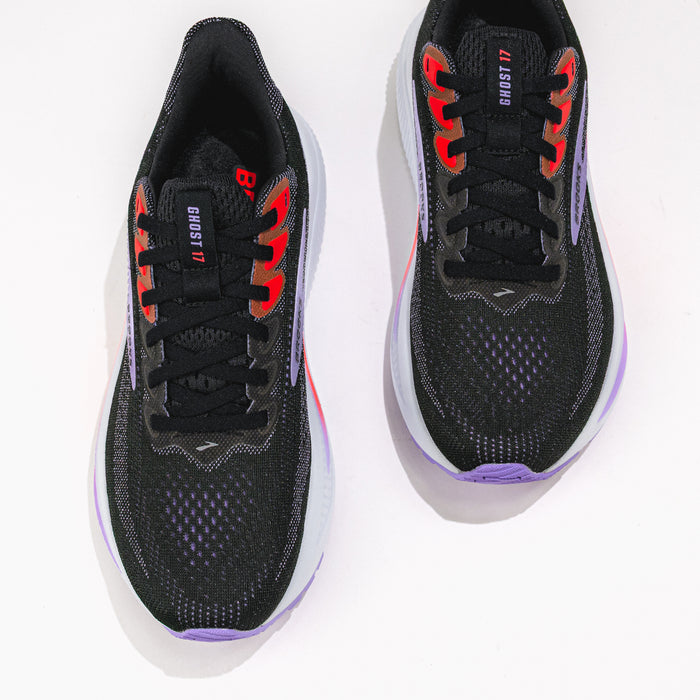 Women’s Brooks Ghost 17 Road‑Running Shoe in Black/Purple/Coral