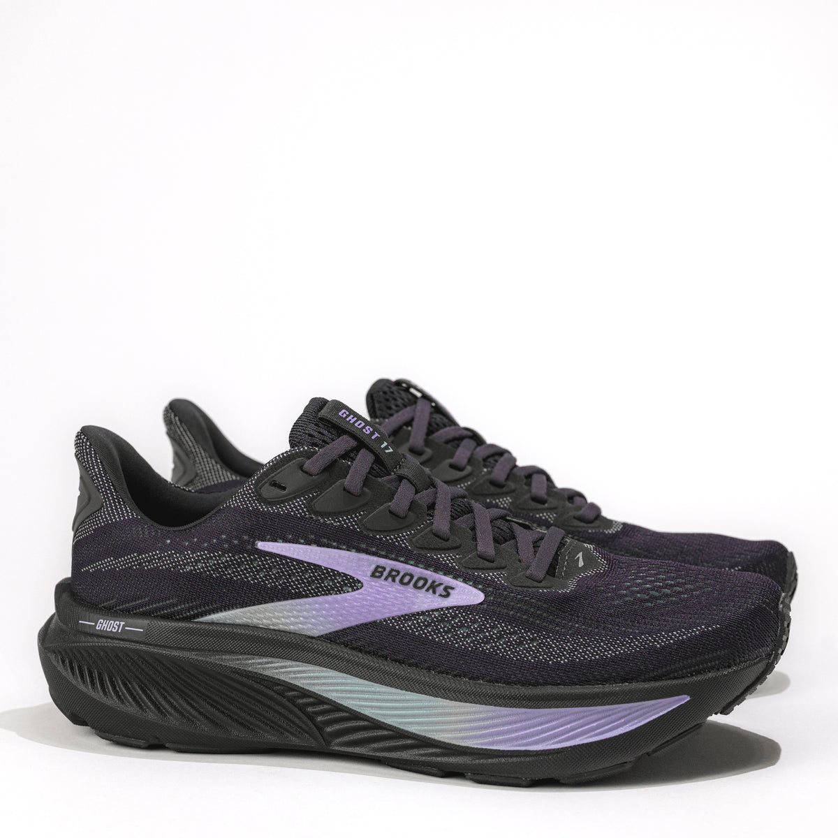Women’s Brooks Ghost 17 Road‑Running Shoe in Grey/Clearwater/Purple