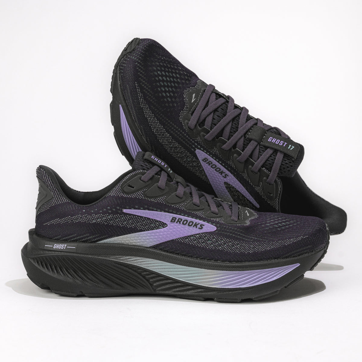 Women’s Brooks Ghost 17 Road‑Running Shoe in Grey/Clearwater/Purple