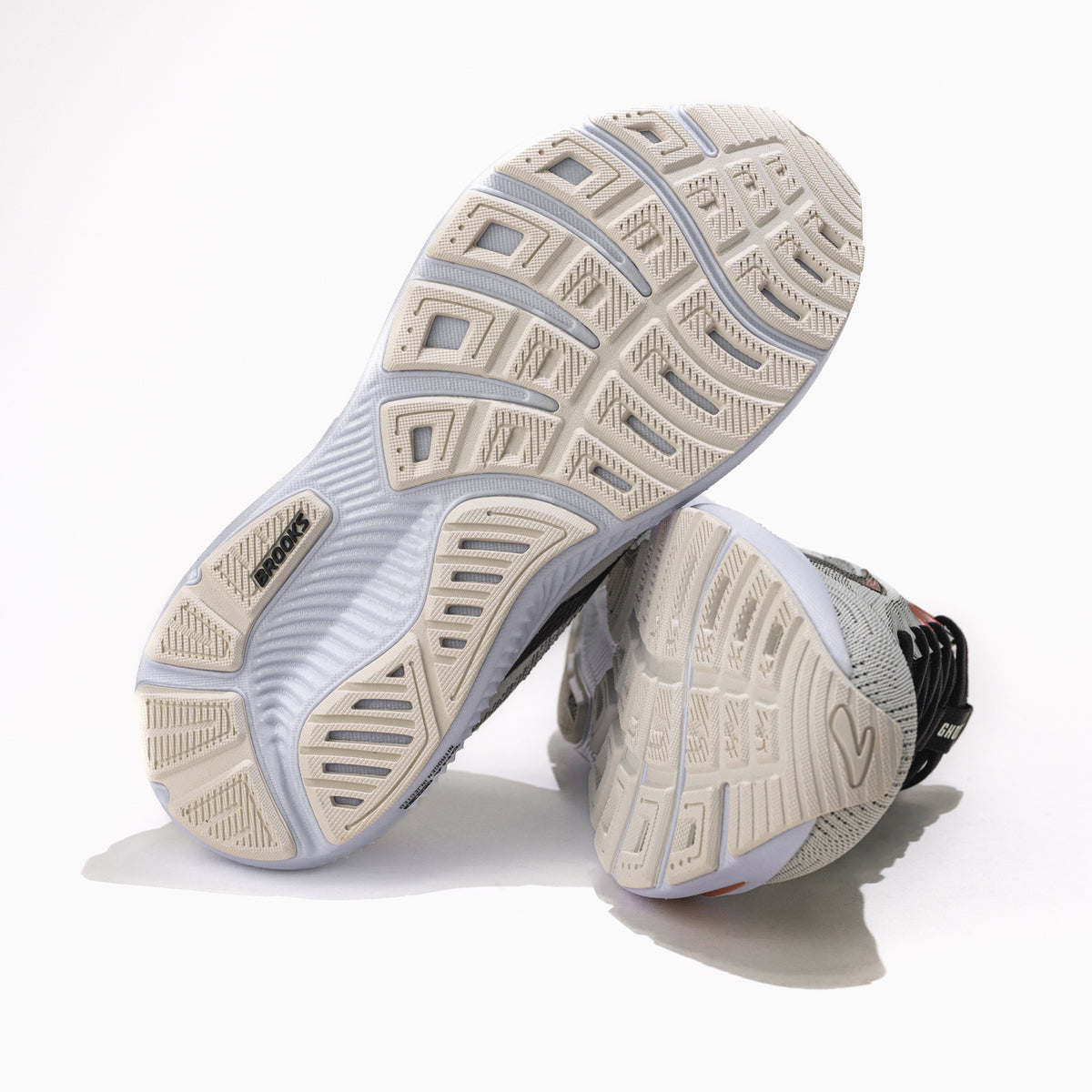 Women’s Brooks Ghost 17 Road‑Running Shoe in White/Black/Rose Gold