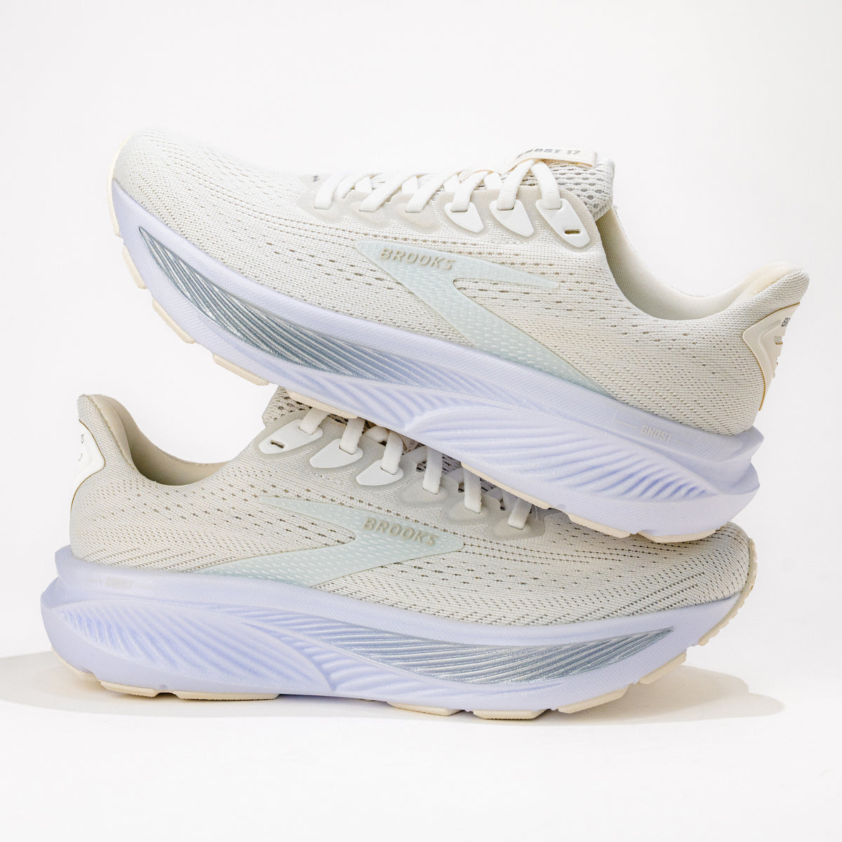 Women’s Brooks Ghost 17 Road‑Running Shoe in White/White/Grey