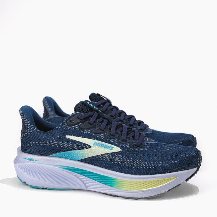 Women’s Brooks Ghost 17 Road‑Running Shoe in Navy/Green/Turquoise