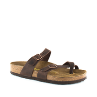 Profile shot of the Women's Birkenstock Mayari Slip-On Sandal in Habana Oiled Leather