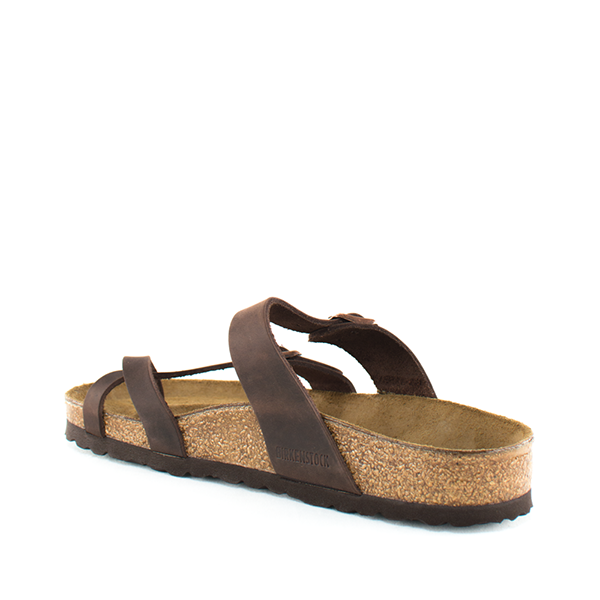 Backside detail shot of the Women's Birkenstock Mayari Slip-On Sandal in Habana Oiled Leather