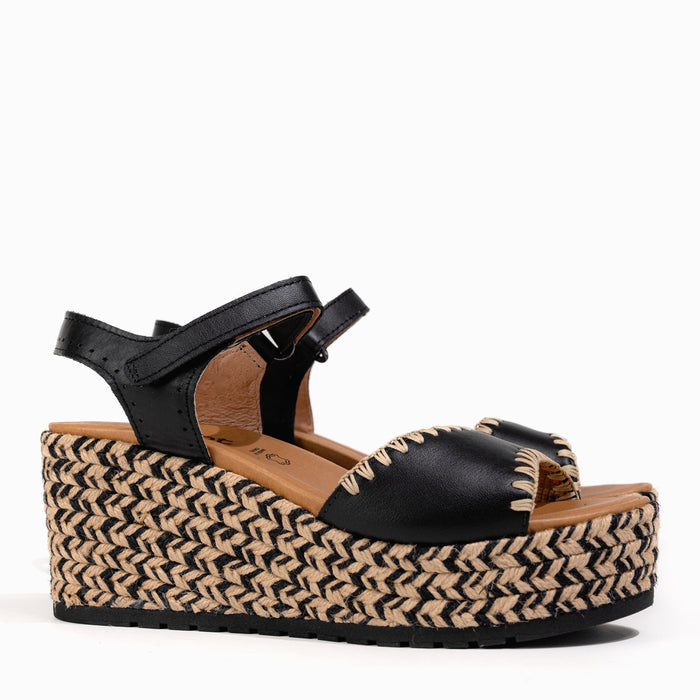 Women's Naot Blanes Wedge Sandal in Jet Leather